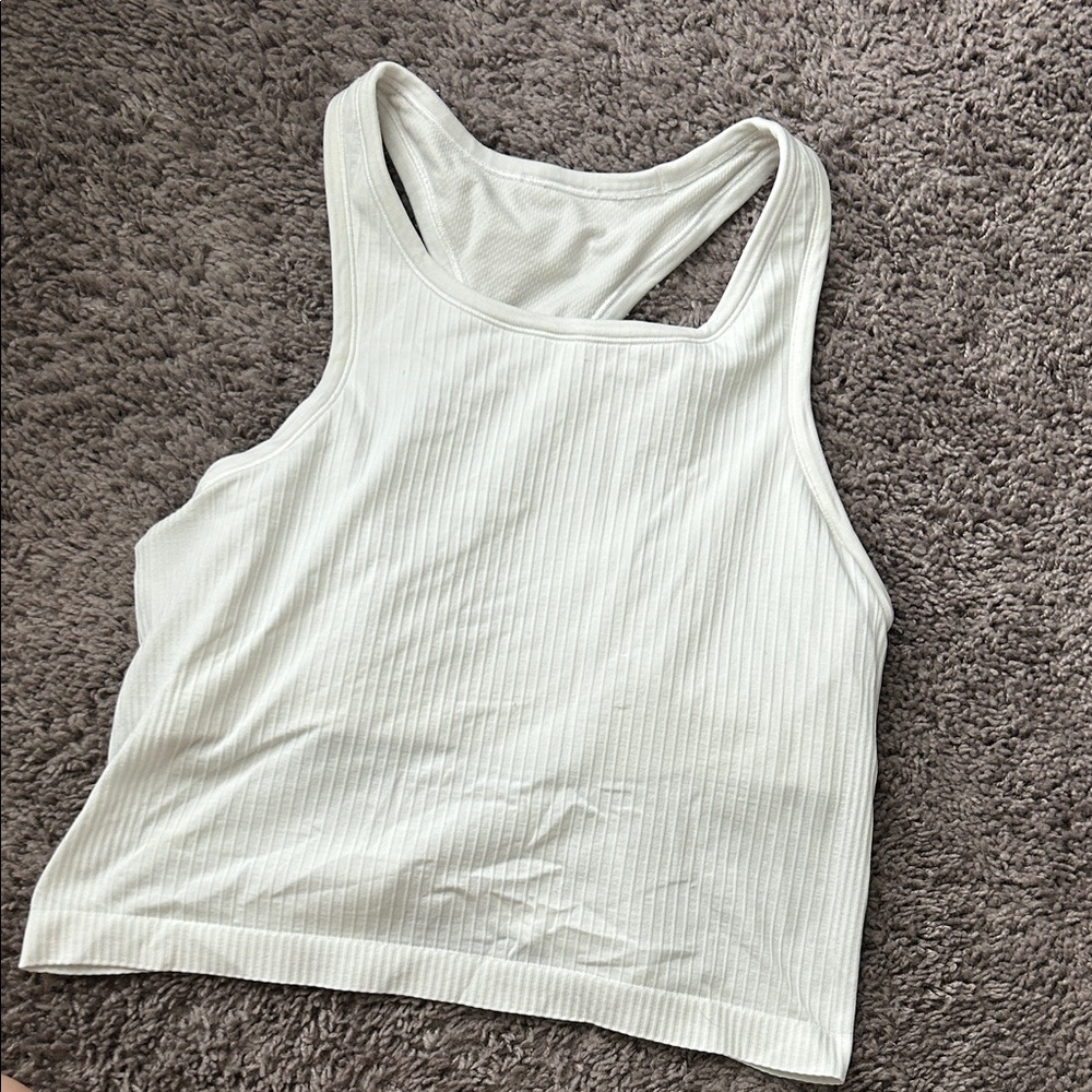 Lululemon White Ribbed Tank Top